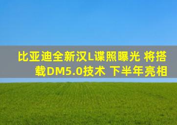 比亚迪全新汉L谍照曝光 将搭载DM5.0技术 下半年亮相